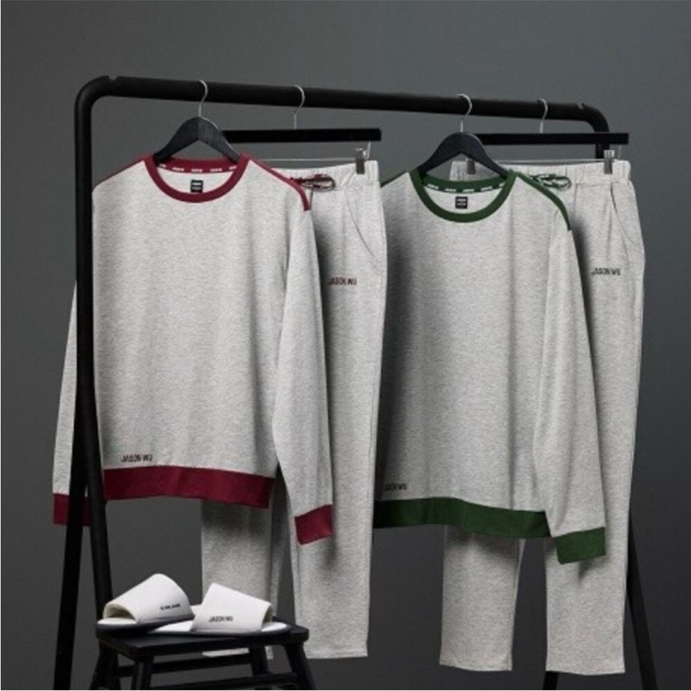 Jason Wu x Eva Air Pajama Set, Grey/Green (size: Large)